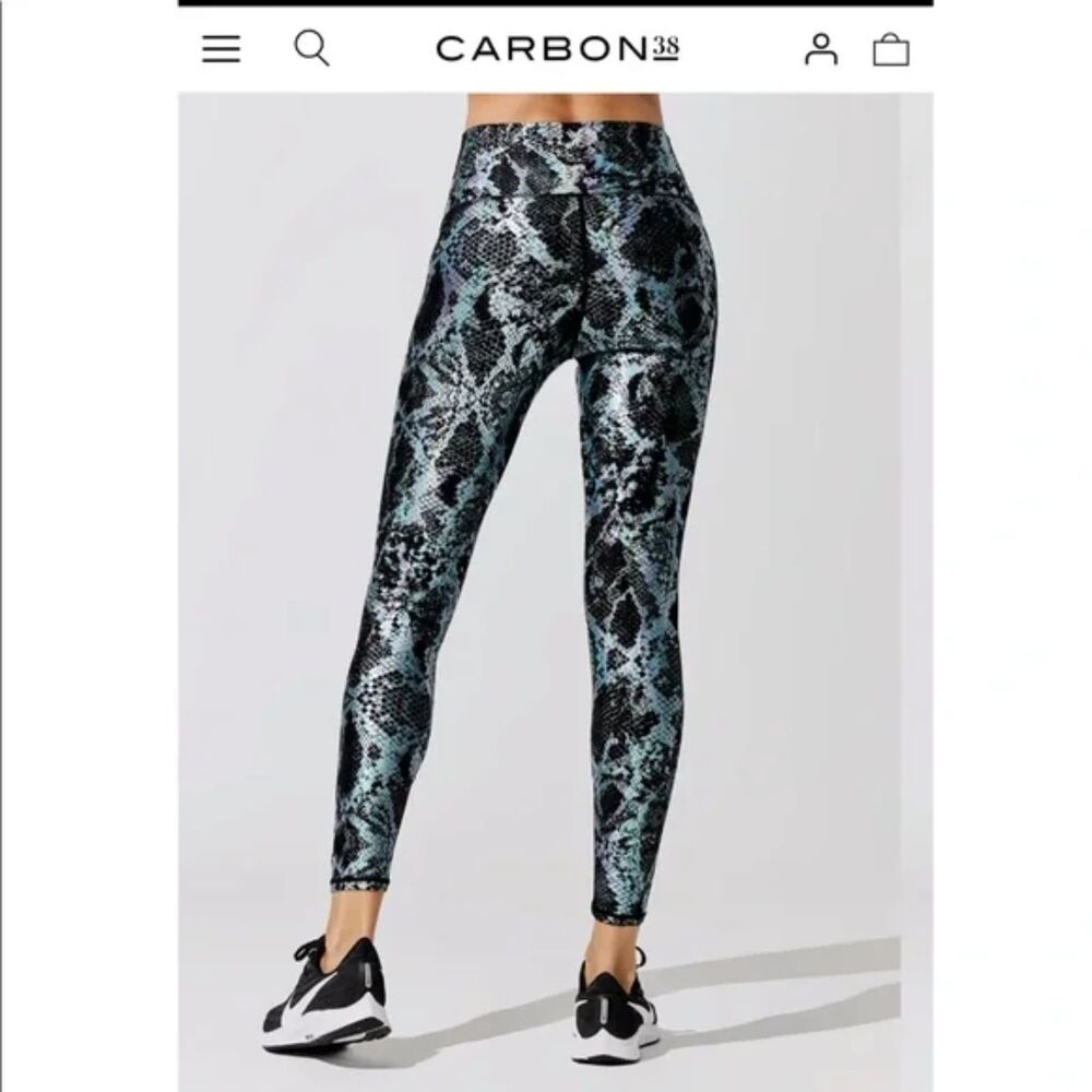 Carbon38 Metallic Snake Print Set Hi-Rise Leggings - image 4